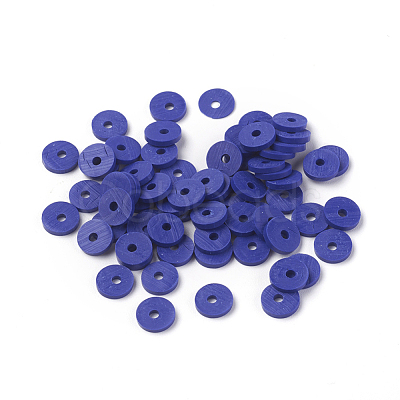 Flat Round Handmade Polymer Clay Beads CLAY-R067-6.0mm-09-1