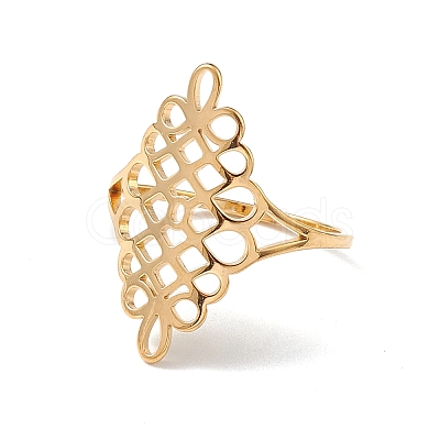 Hollow Out Chinese Knot 304 Stainless Steel Finger Ring for Women RJEW-E073-09G-1