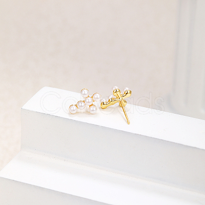 Elegant Cross Brass Stud Earrings XC2050-1