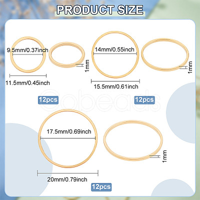 36Pcs 3 Style 201 Stainless Steel Linking Rings STAS-BC0003-60-1