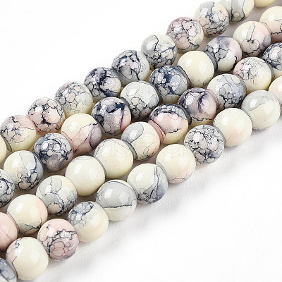 Baking Paint Glass Beads Strands DGLA-N003-6mm-C05-1