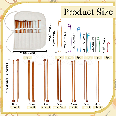 7Pairs 7 Styles Bamboo Knitting Needles TOOL-JOY0001-01-1