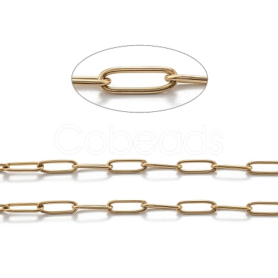 PVD Vacuum Plating 304 Stainless Steel Paperclip Chains CHS-L022-03B-G-1