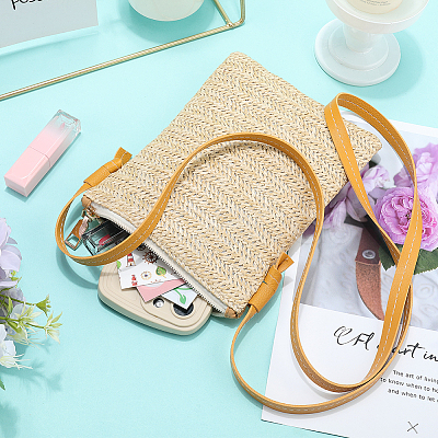 Straw Zipper Crossbody Bags AJEW-WH20019-41-1