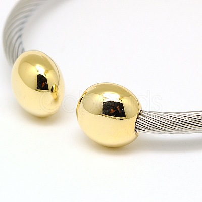 304 Stainless Steel Torque Bangles BJEW-N225-76G-1