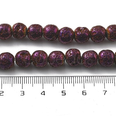 Electroplated Natural Lava Rock Beads Strands G-A251-E01-01B-1