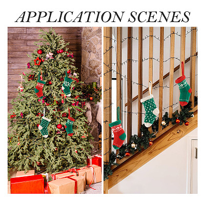 4Pcs 4 Styles Christmas Polyester Socks Pendant Decorations AJEW-TA0003-29A-1