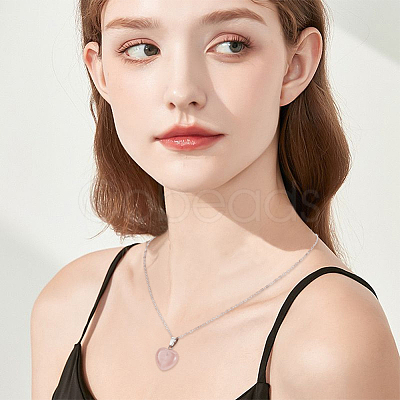 10Pcs Natural Rose Quartz Geometric Pendant Necklace NJEW-BBC0001-17-1