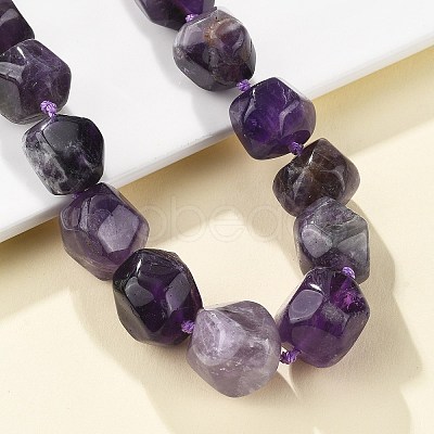 Natural Amethyst Nuggets Beaded Necklaces for Women Men NJEW-K388-01E-1