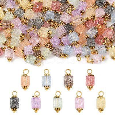 10Pcs Crackle Glass Pendants PALLOY-YW00067-01-1