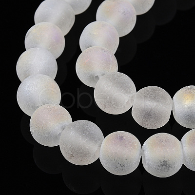 Transparent Frosted Glass Bead Strands GLAA-T032-T8mm-MB13-1