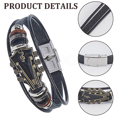1Pc Alloy & Leather Cord Bracelets for Men Women BJEW-CL0001-24-1