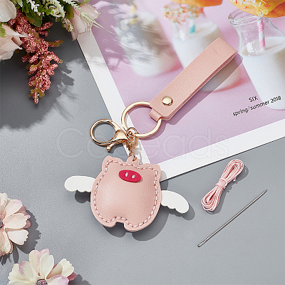 DIY Imitation Leather Flying Pig Pendant Keychain Sewing Kits DIY-WH0530-96-1