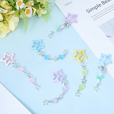 6Pcs 6 Styles Star Iron & Plastic Snap Hair Clips PHAR-CP0001-28-1