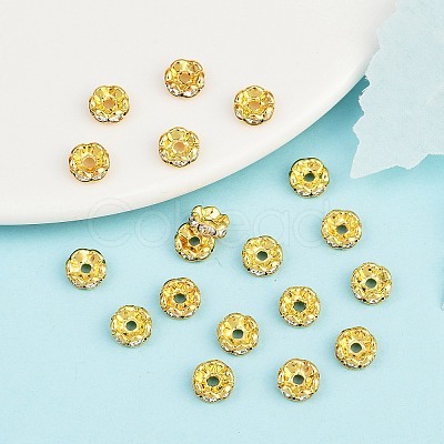 Brass Middle East Rhinestone Spacer Beads RSB029NF-01G-1