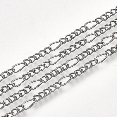 Brass Coated Iron Figaro Chain Necklace Making MAK-T006-03B-1