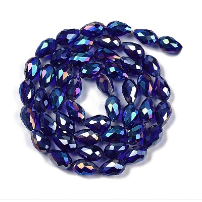 Transparent Electroplate Glass Beads Strands EGLA-N013-T8mm-B07-1