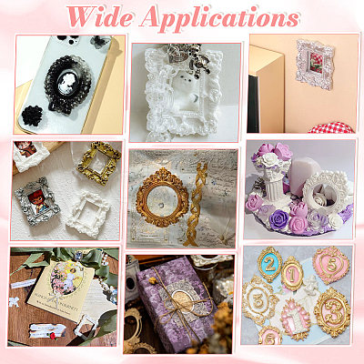 48Pcs 12 Styles Resin Embossed Photo Frames AJEW-NB0007-87-1