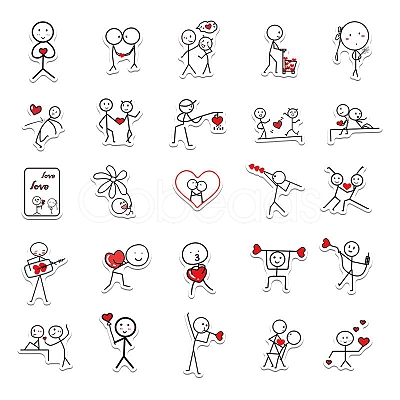 Valentine's Day Theme Cartoon PVC Self-Adhesive Stickers VALE-PW0003-02-1