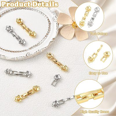 8Pcs 2 Colors Brass Micro Pave Clear Cubic Zirconia Fold Over Clasps KK-CJ0005-92-1