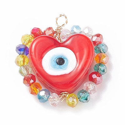 Handmade Evil Eye Lampwork Pendants PALLOY-JF01472-1