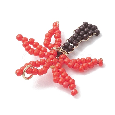 Glass Seed Beaded Pendants PALLOY-MZ01251-02-1