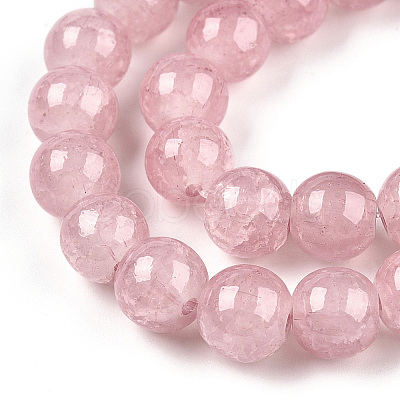 Baking Paint Crackle Glass Beads Strands X-DGLA-Q023-8mm-YS7-1