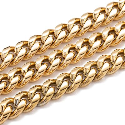 304 Stainless Steel Cuban Link Chain STAS-B019-02C-G-1