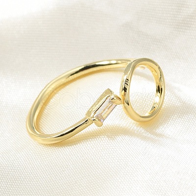 Brass Micro Pave Clear Cubic Zirconia Cuff Rings RJEW-F103-05-G-1
