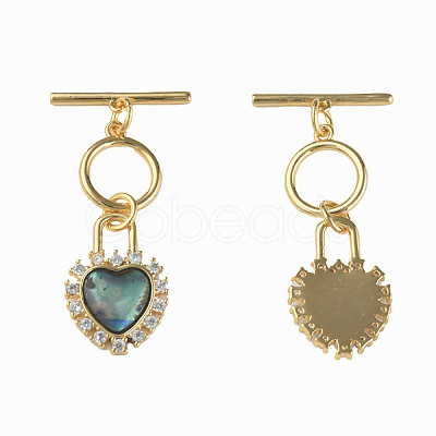 Brass Micro Pave Clear Cubic Zirconia Toggle Clasps KK-N233-238-1