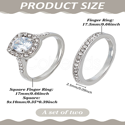 1 Set Zinc Alloy Glass Finger Rings Sets for Women RJEW-LP0001-25-1