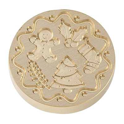 Christmas Series Wax Seal Brass Stamp Head LS-AJEW-M037-01G-08-1