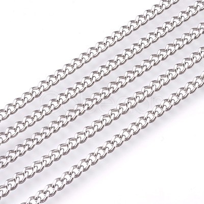 Non-Tarnish 3.28 Feet 201 Stainless Steel Curb Chains X-CHS-L017-22B-1