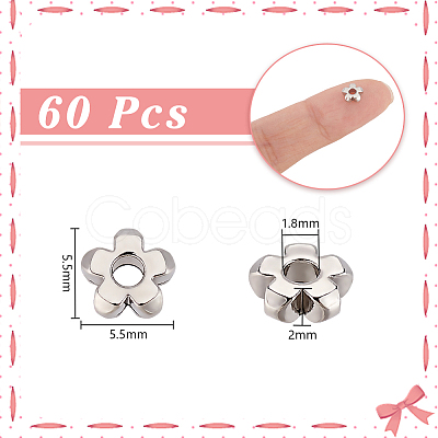60Pcs 304 Stainless Steel Beads STAS-UN0061-04-1