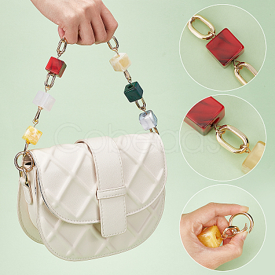 Random Color Square Acrylic Curb Chain Bag Strap FIND-WH0092-28A-1