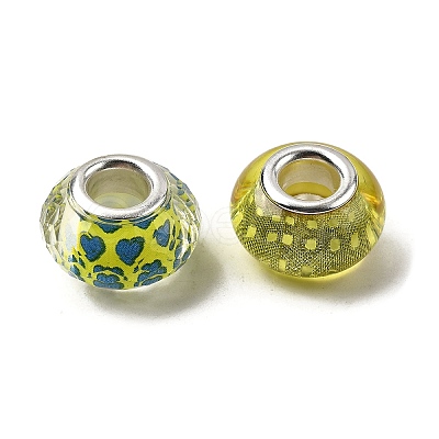 Printed Transparent Resin European Beads RESI-C063-03C-1