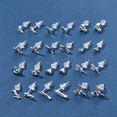 2 Pairs Alloy Stud Earrings for Women EJEW-FS0001-27G-1