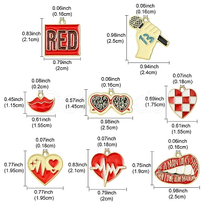 32Pcs 8 Styles Alloy Enamel Pendants ENAM-YW0005-15-1