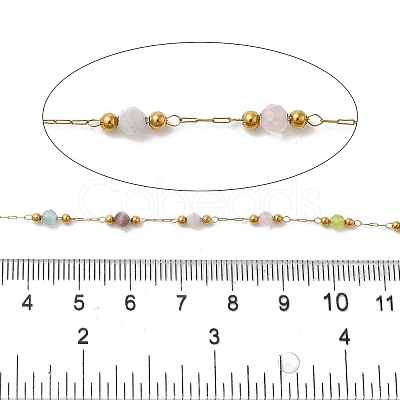 Handmade 304 Stainless Steel & Cat Eye Beaded Chains CHS-L031-02G-1