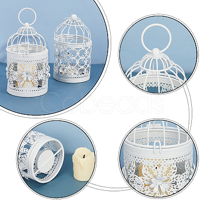 AHANDMAKER Metal Iron Birdcage Candle Holder AJEW-GA0002-27-1