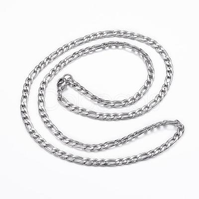 Non-Tarnish 304 Stainless Steel Figaro Chain Necklaces NJEW-H445-18P-1