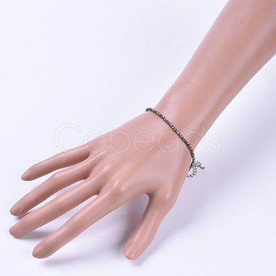 Natural Pyrite Bead Bracelets BJEW-JB04555-02-1