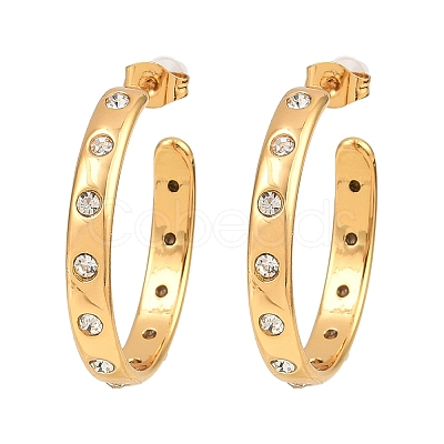 304 Stainless Steel Rhinestone Stud Earrings SA-CBA0ADC-01G-1