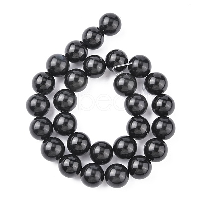 Natural Obsidian Beads Strands X-G-G099-14mm-24-1