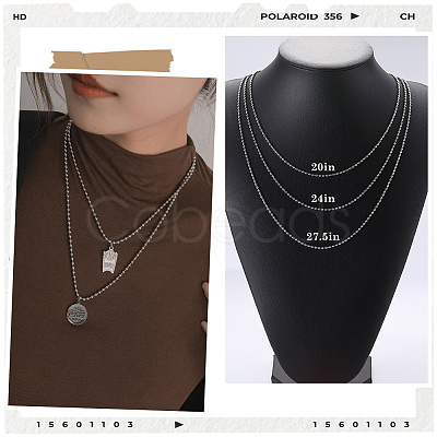 24Pcs 304 Stainless Steel Ball Chain Necklace Making NJEW-BBC0001-10C-1