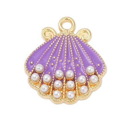 Alloy Enamel Pendants with Plastic Imitation Pearl FIND-Z070-04G-03-1