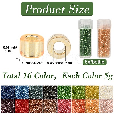 80G 16 Colors Cylinder Seed Beads SEED-YW0003-13-1