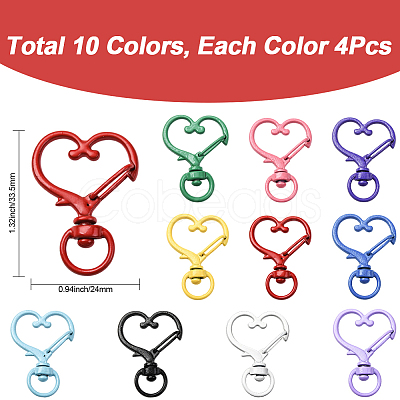 40Pcs 10 Colors Zinc Alloy Baking Paint Swivel Clasps FIND-SP0004-88-1
