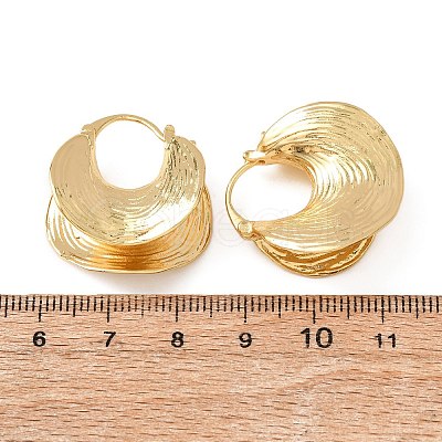 Textured Moon Brass Hoop Earrings EJEW-D346-10G-1
