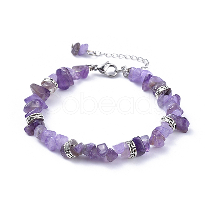 Natural Amethyst Chip Bracelets BJEW-JB04489-02-1